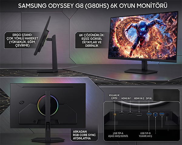 Samsung Odyssey G8 G80HS 6K Oyun Monitörü Samsung Odyssey G8 G80HS 6K Oyun Monitörü