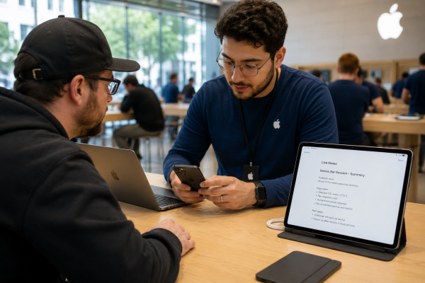 Apple Live Notes İle Genius Bar Görüşmelerini Yapay Zekâ Destekli Notlara Dönüştürüyor Apple Live Notes İle Genius Bar Görüşmelerini Yapay Zekâ Destekli Notlara Dönüştürüyor