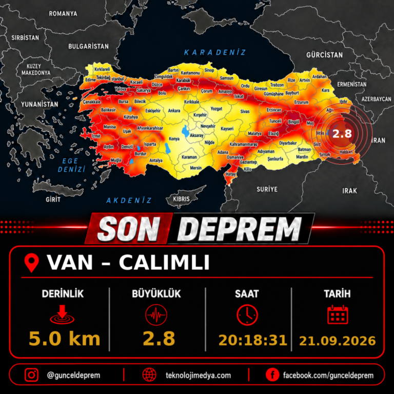 Son Depremler | CALIMLI-(VAN) | 21.09.2026 - 20:18