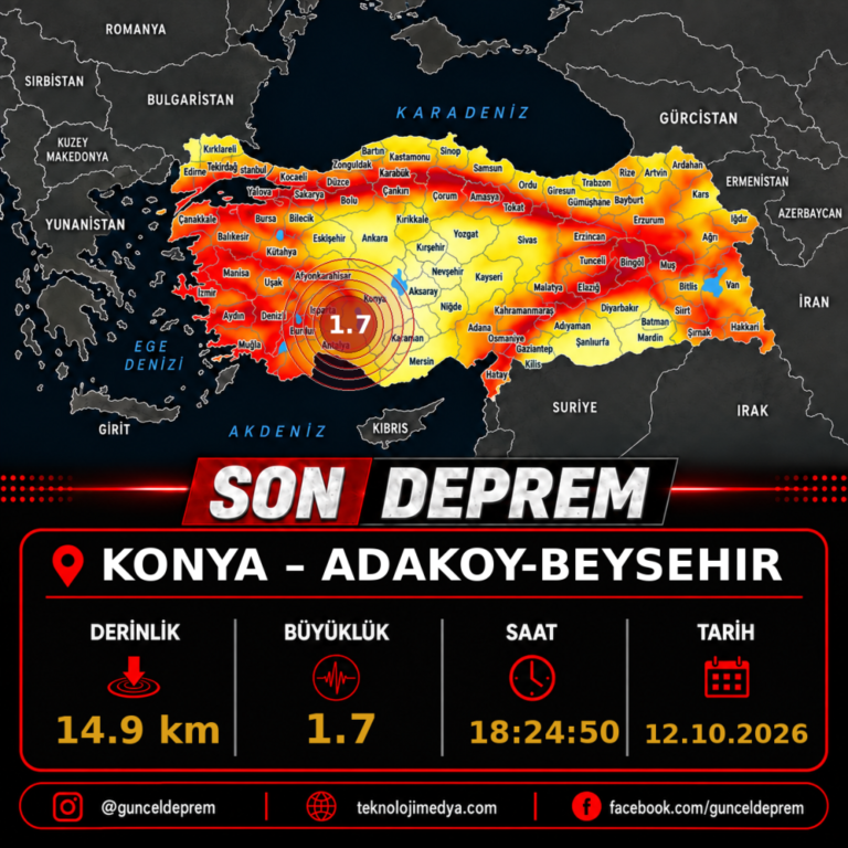 Son Depremler | ADAKOY-BEYSEHIR (KONYA) | 12.10.2026 - 18:24