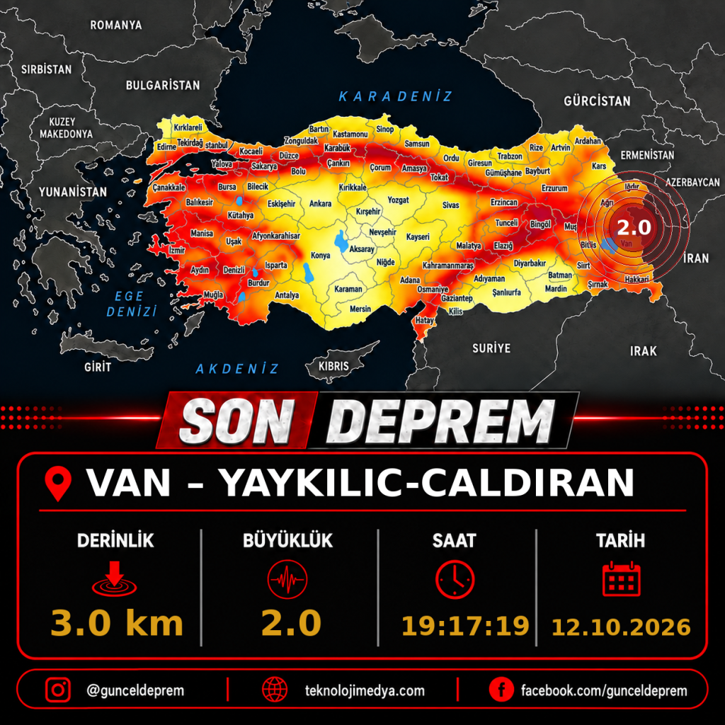 Son Depremler | YAYKILIC-CALDIRAN (VAN) | 12.10.2026 - 19:17 1 Son Depremler | YAYKILIC-CALDIRAN (VAN) | 12.10.2026 - 19:17