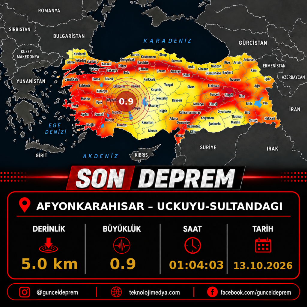 Son Depremler | UCKUYU-SULTANDAGI (AFYONKARAHISAR) | 13.10.2026 - 01:04 1 Son Depremler | UCKUYU-SULTANDAGI (AFYONKARAHISAR) | 13.10.2026 - 01:04