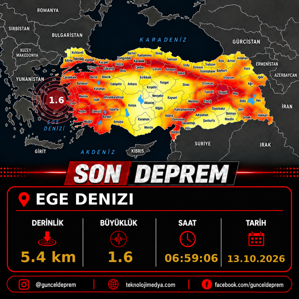 Son Depremler | EGE DENIZI | 13.10.2026 - 06:59 1 Son Depremler | EGE DENIZI | 13.10.2026 - 06:59