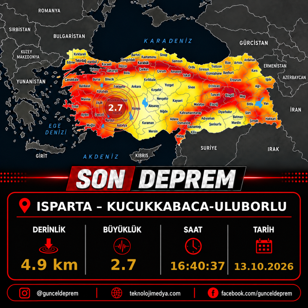 Son Depremler | KUCUKKABACA-ULUBORLU (ISPARTA) | 13.10.2026 - 16:40 1 Son Depremler | KUCUKKABACA-ULUBORLU (ISPARTA) | 13.10.2026 - 16:40