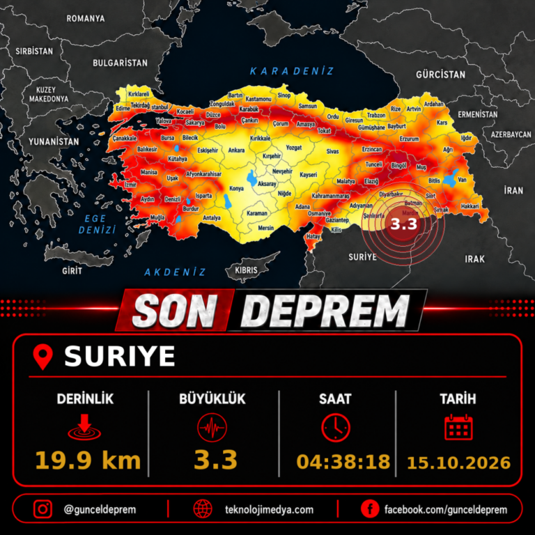 Son Depremler | SURIYE | 15.10.2026 - 04:38