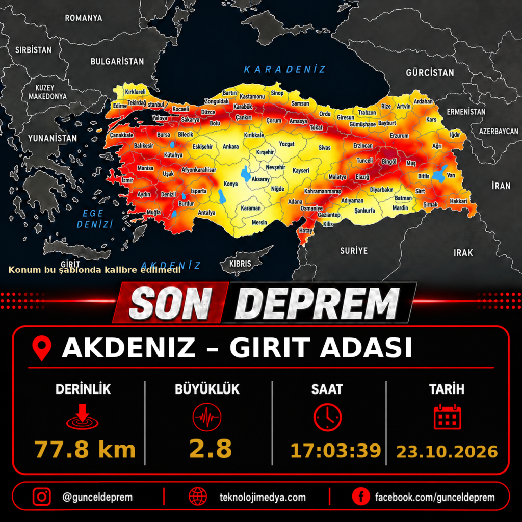 Son Depremler | GIRIT ADASI (AKDENIZ) | 23.10.2026 - 17:03 1 Son Depremler | GIRIT ADASI (AKDENIZ) | 23.10.2026 - 17:03